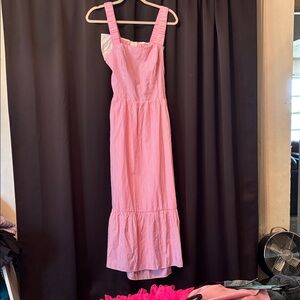 English Factory Bow Back Pink Striped Maxi Dress Size M